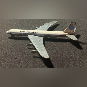 VINTAGE 1970’s PLAYART PAN AM BOEING 707 DIE CAST METAL Toy PLANE #741 60s 70s